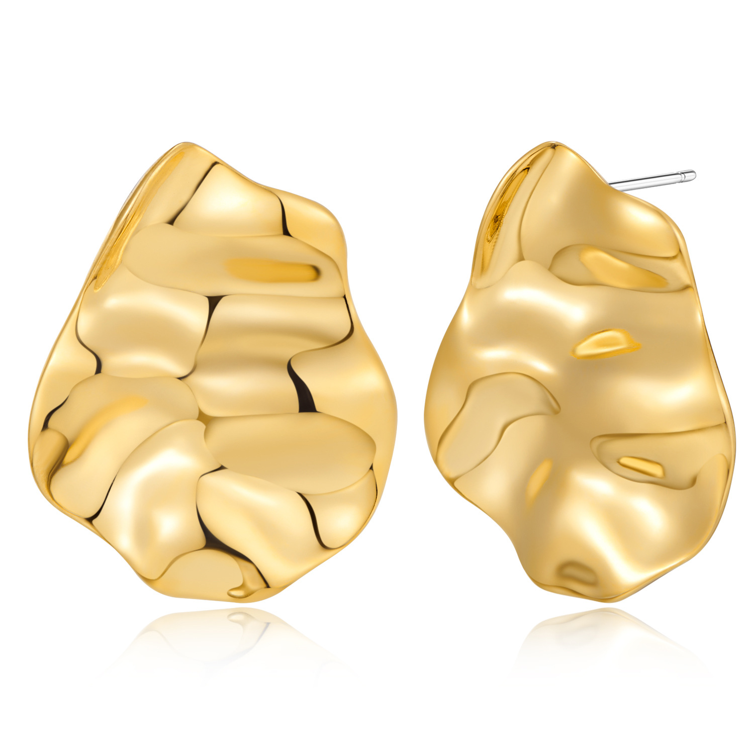 light-luxury-design-stud-earrings-womens-retro-metal-pleated-texture-modeling-niche-ins-european-and-american-simple-cold-earrings