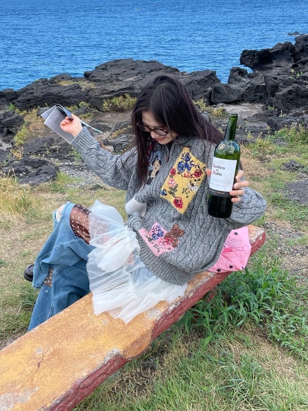 重工刺绣贴布翻领麻花毛衣外套女秋冬新款宽松复古拉链针织开衫厚|undefined