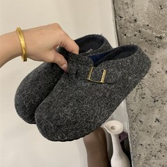 复古风5Cm内增高勃肯鞋女2025秋季包头皮带扣厚底懒人半拖鞋外穿