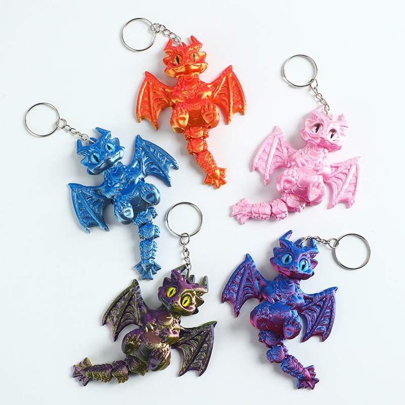 3D printing cute western dragon wings tail can be retractable movable joint children gift toy model keychain