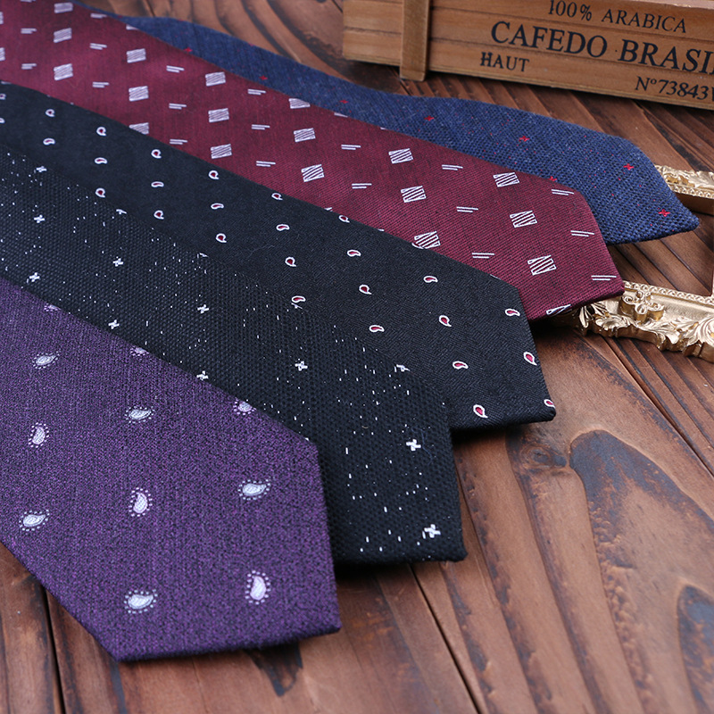 Formal Wedding Business 7cm Hand Tie Polyester Cotton Interwoven Cashew Floral Suit Accessories Professional Work Wholesale
