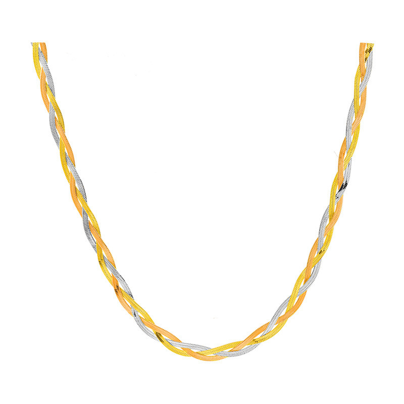 Fashion Simple Style Geometric Titanium Steel Plating Braid Necklace_colorza_5
