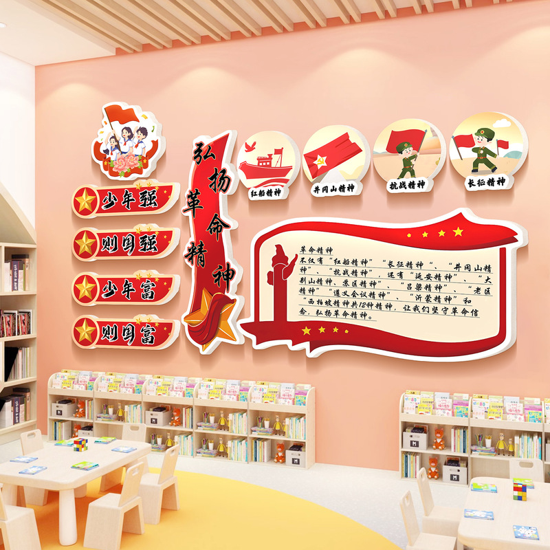 幼儿园环创国庆红色故事文化主题墙贴成品抗战英雄爱国教育黑板报|undefined