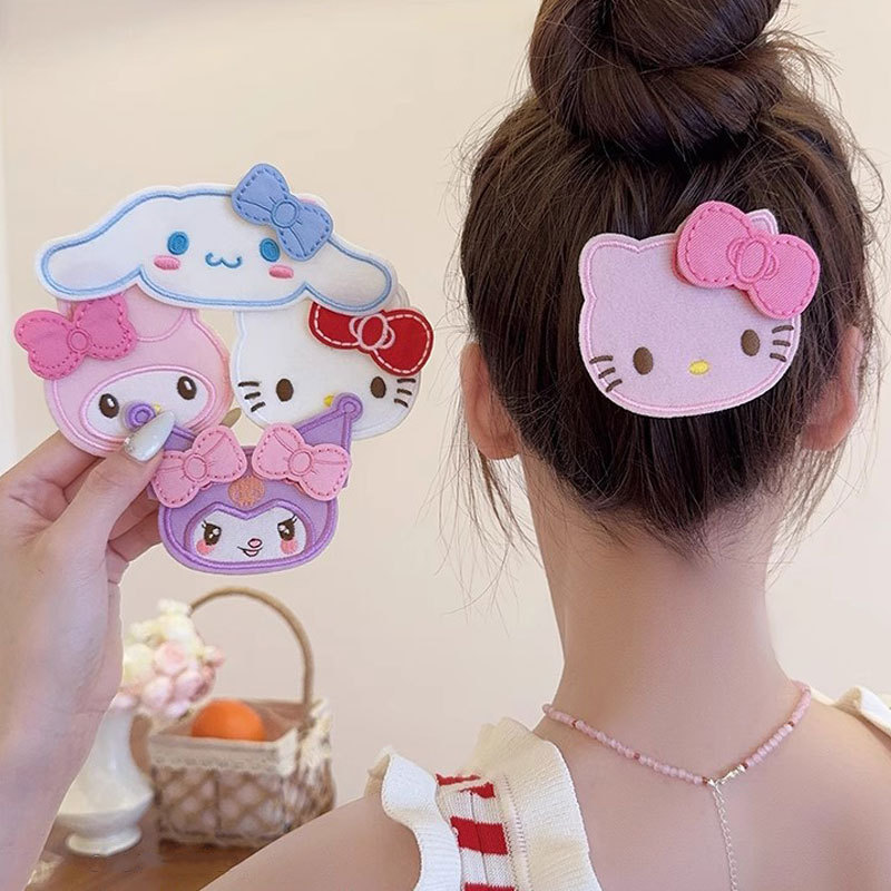 かわいいKT猫リボンベルクロヘアアートフィクションアーティファクトは髪を傷つけません、女の子の後頭部の前髪ヘアアクセサリー|undefined
