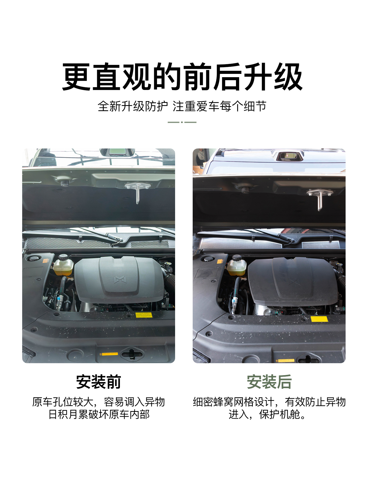 Suitable for Dongfeng Mengshi M817 Front Hood Anti-Blocking Cover, Air Inlet Insect-Proof Net, Filter Net Protective Cover Modification Parts