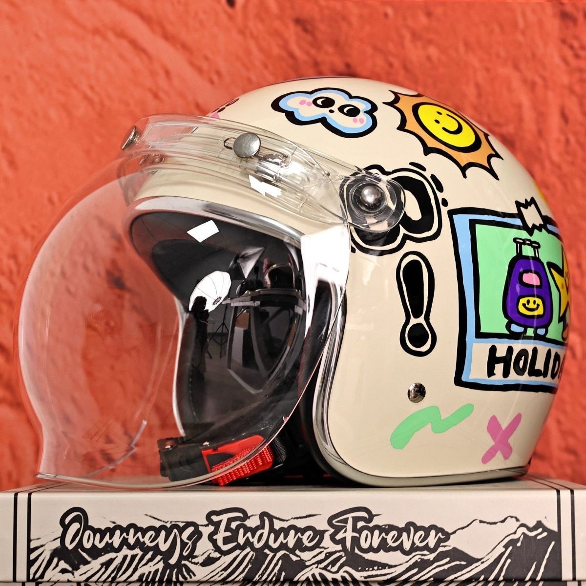 Taiwan JEF Retro 3/4 Motorcycle Helmet Men Women 3C