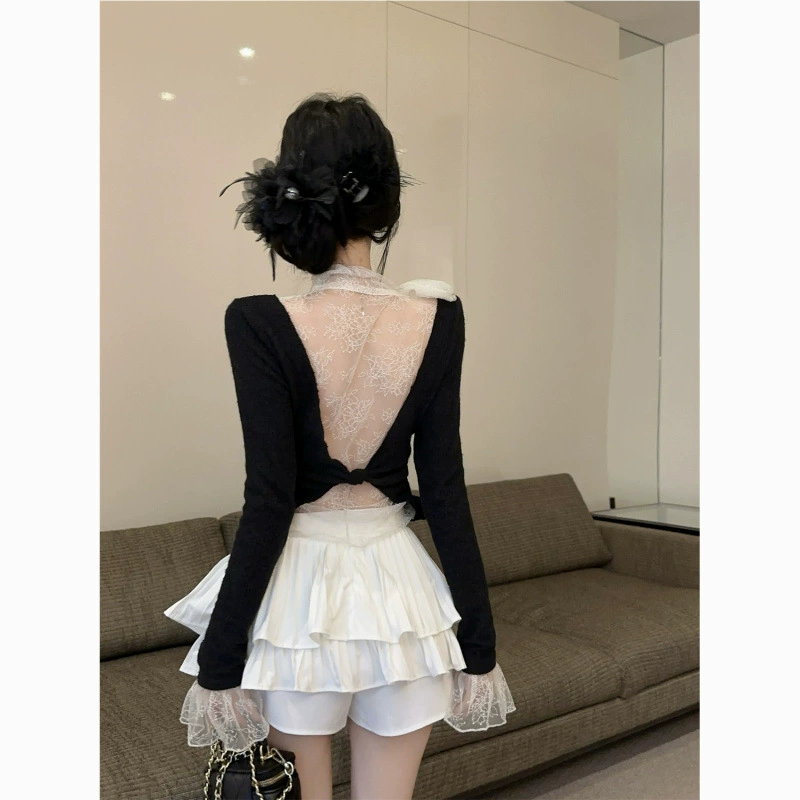 Французский чистый лук с кружевным вязаным вязанием