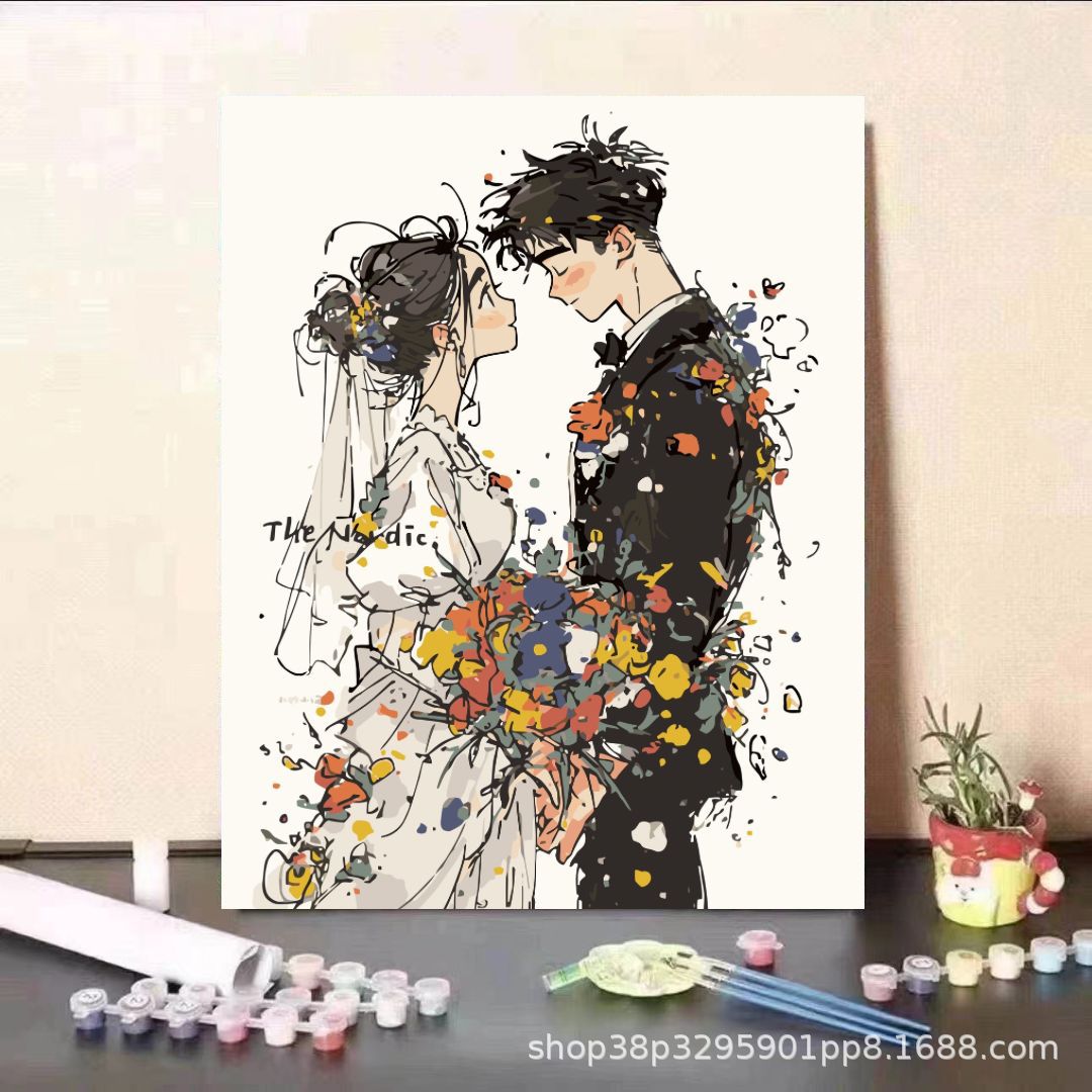 Guardia dulce serie de animación de pintura al óleo digital DIY moderna minimalista para niños fábricas de pintura al óleo de relleno al por mayor