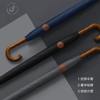 8骨自动长柄伞批发直杆 碰击布高级雨伞弯柄 商务用黑伞高尔夫伞