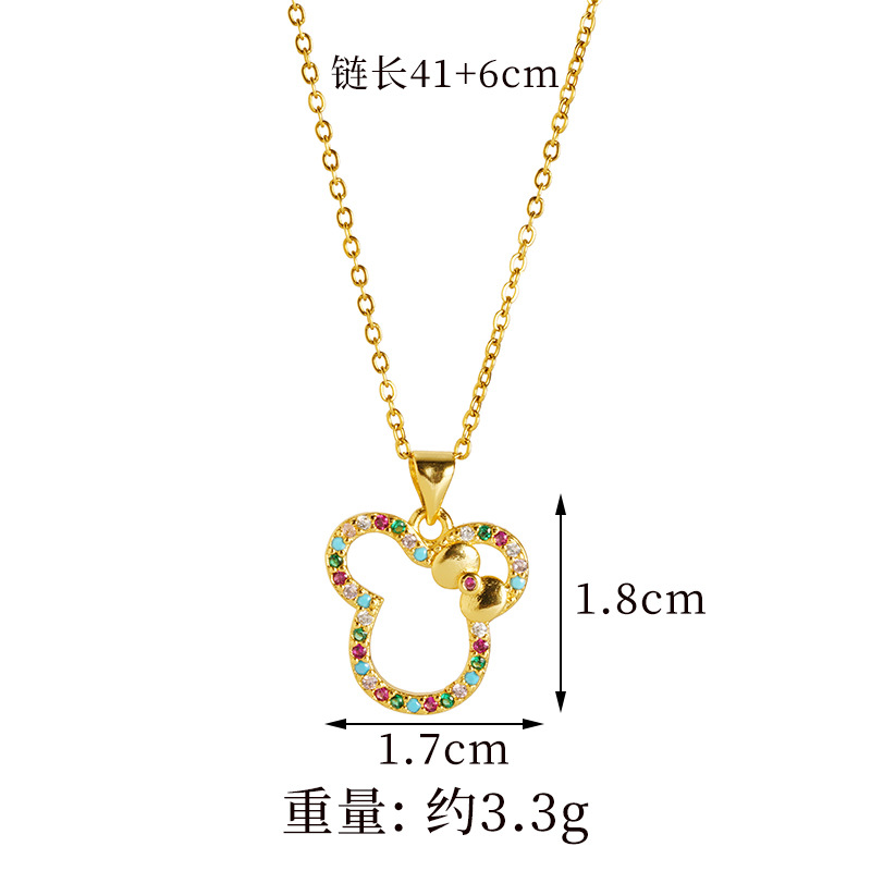 Colgante de collar de Mickey Mouse de línea linda y dulce de oro de arena vietnamita