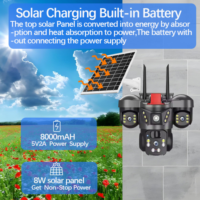 易视云4G PTZ Three lens Solar Camera PIR  EseeCloud V380跨境|undefined