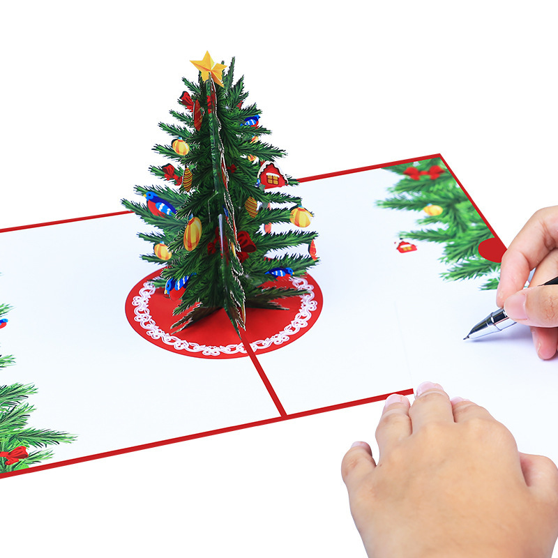 新しいアイデアクリスマス立体グリーティングカードクロスボーダーカラー印刷クリスマスツリー3dポップアップ祝日祝福クリスマスカード|undefined