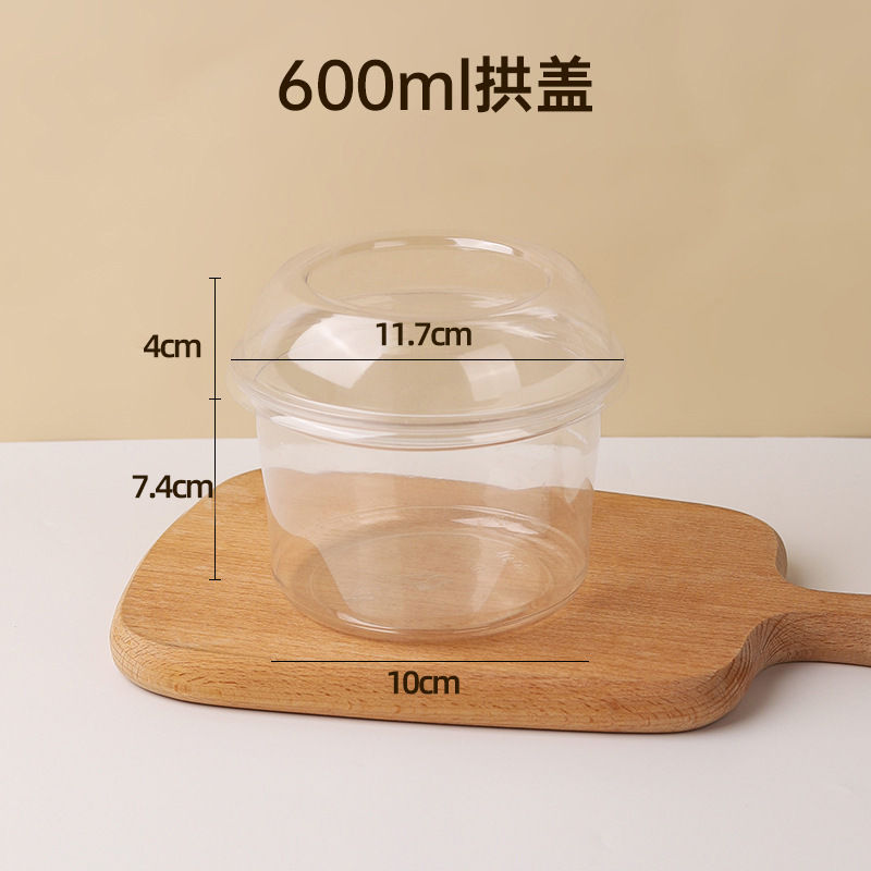 氷の粉の専用の碗の使い捨ての氷のスープの丸い砂糖の水のサトイモの氷の果物は箱の千層の氷の豆の花のデザートの杯をすくいます。|undefined
