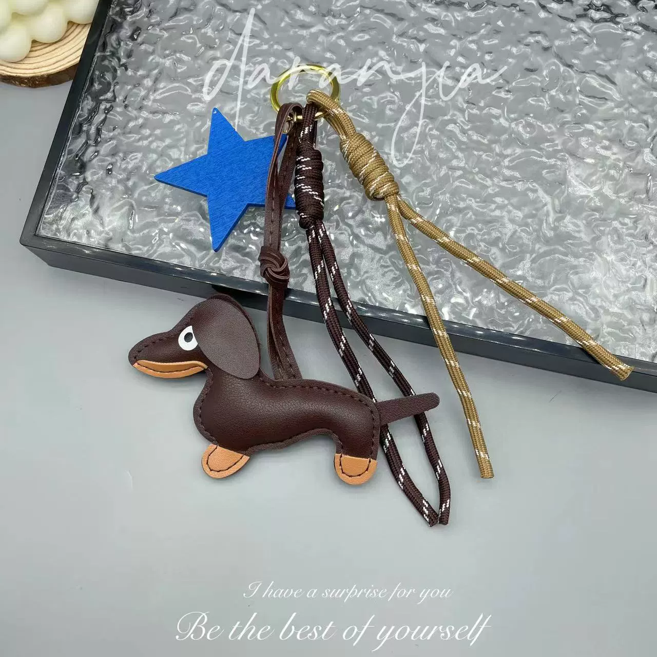 Кожаный брелок-веревка с таксой, DIY изысканный брелок-сука такса для сумки, украшение в виде щенка Рут