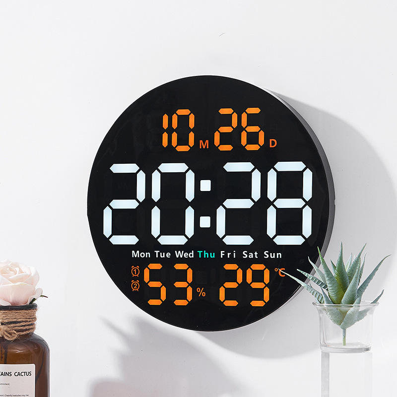 Reloj de pared de sala de estar simple reloj electrónico multifuncional con temperatura y humedad reloj silencioso 5501
