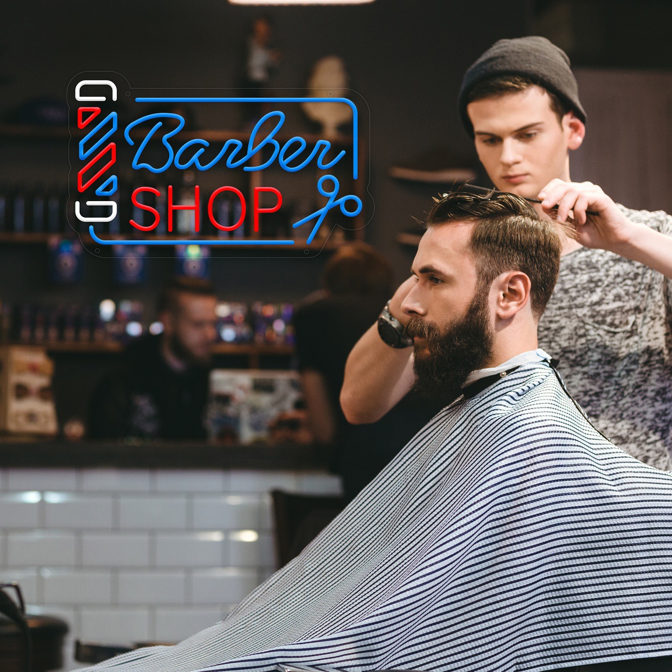 led barbería de neón transfronteriza lámpara de cartel luminoso lámpara de letras lámpara cartel publicitario lámpara decorativa