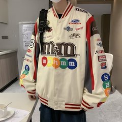 美式炸街重磅拼色棒球服外套男ins潮牌hiphop机车情侣夹克酷帅男