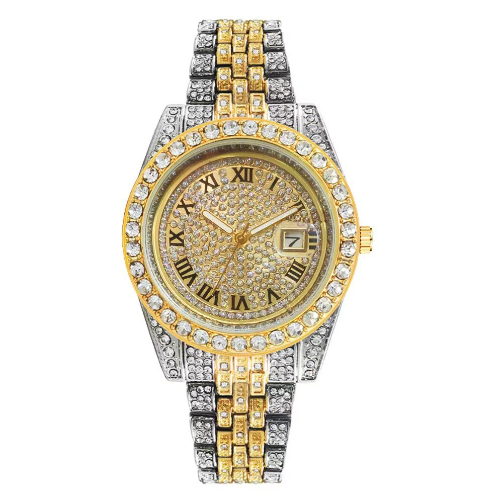 esplosioni nuovo pieno diamante scala romana calendario moda orologio da donna orologi al quarzo produttori in magazzino orologio_voghion.com