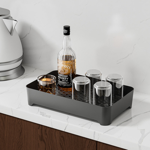 Yimijia tea tray tea set cup holder food tray living room kitchen storage tray fruit double layer drain tray