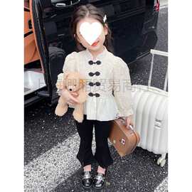 女童秋装盘扣旗袍套装女宝宝洋气时髦秋款复古两件套儿童秋季衣服