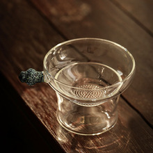 日式奉珠滤网全新激光一体打孔玻璃茶漏高档茶滤带底座滤茶器