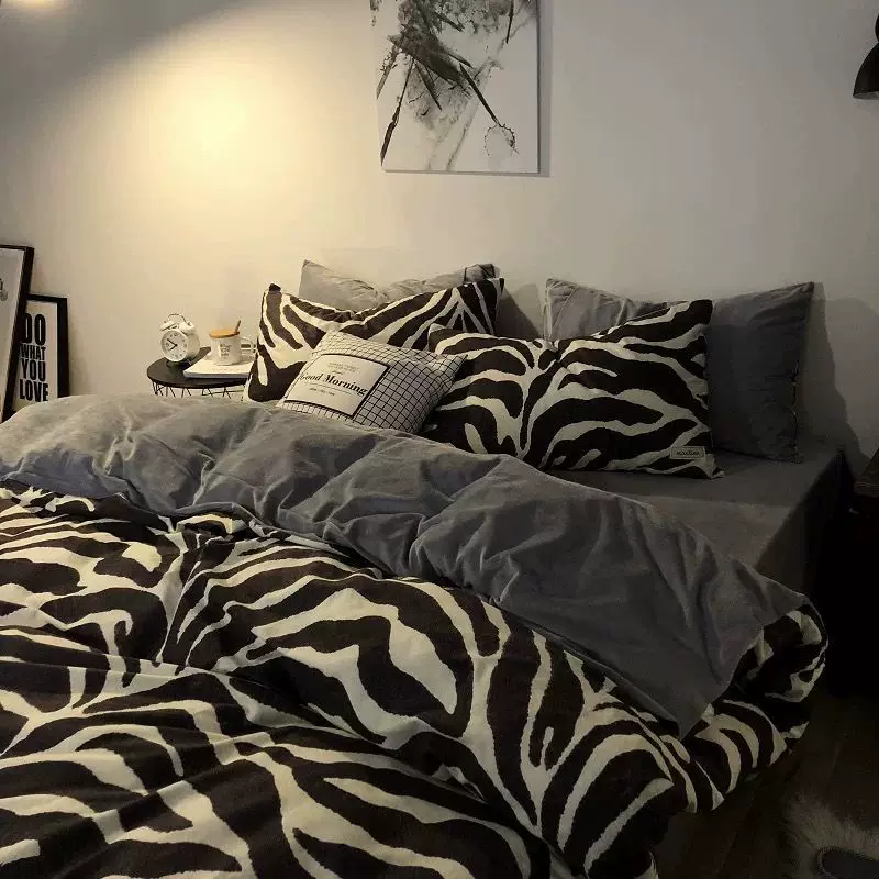 Бренд Zebra, пододеяльник, набор, простыня для двуспального, интернет-звезда, 4 предмета, простой и элегантный дизайн, 3 предмета