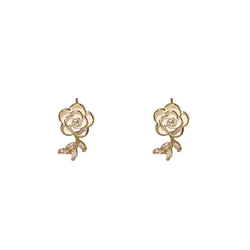 Горний чай? нет. "Mountain tea, demi-season small design earrings, flowered, high-end, light luxury style"