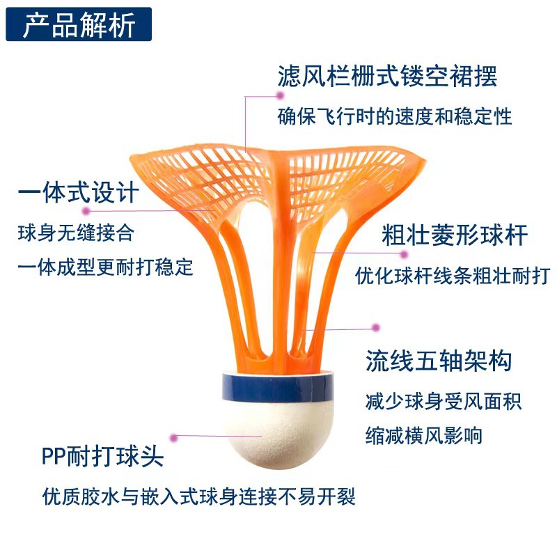 Anti-wind Nylon Ball 3-pack Durable and not easily broken, suitable for indoor and outdoor use, wind-resistant nylon badminton ball