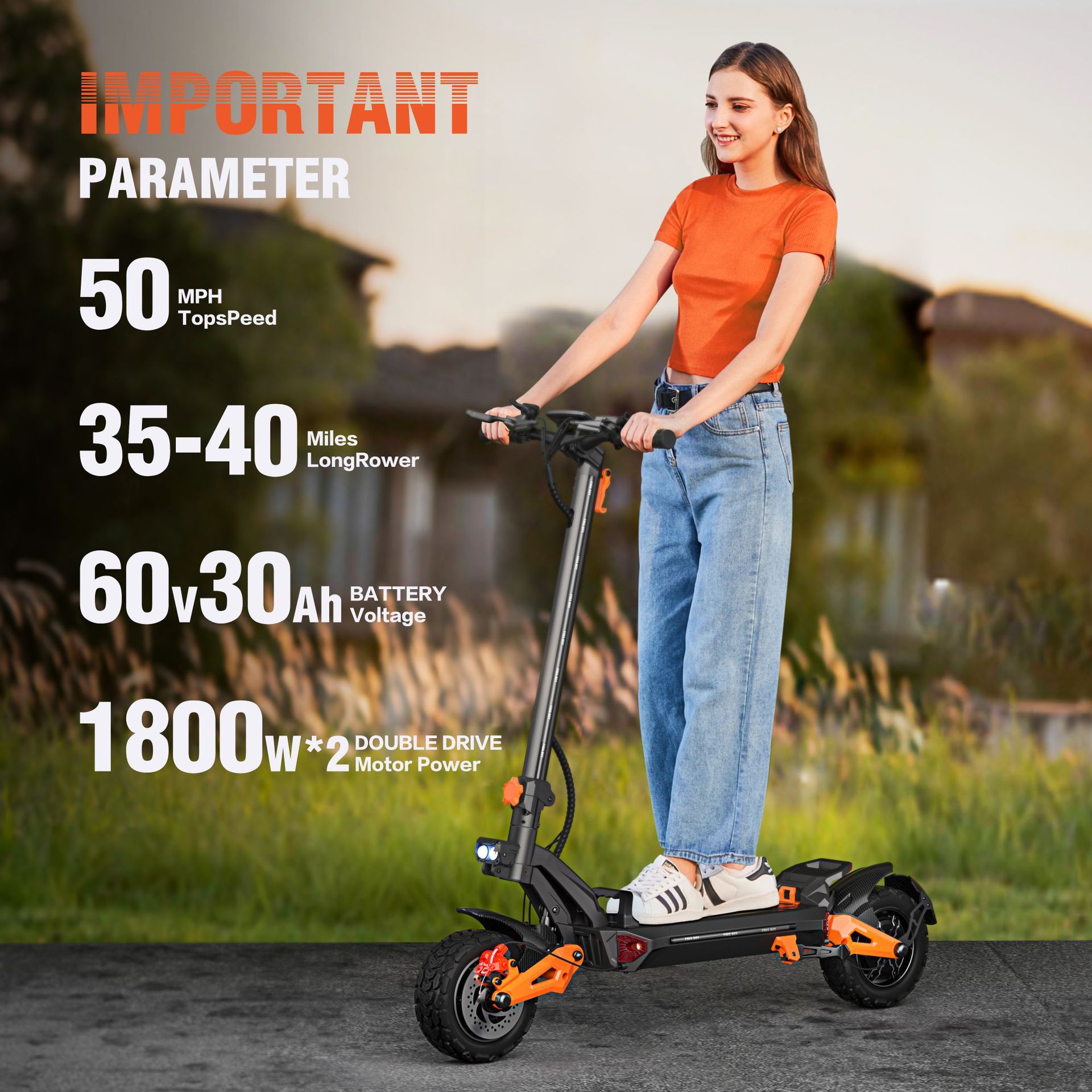 11 Inch 60V6000W Dual Drive Motor Electric Scooter H9 Long Endurance Folding Off-Road Scooter