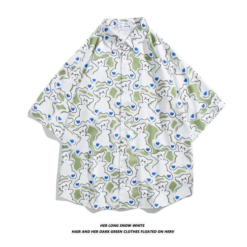 Hong Kong estilo Retro Vintage floral camisa de manga corta Estilo Hawaiano tailandés diseño sentido Ruan guapo camisa suelta para hombres y mujeres