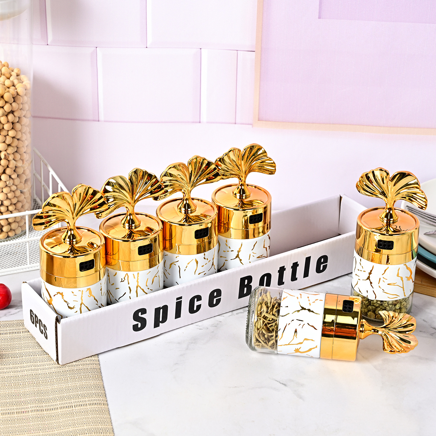 Amazon nuevo hogar cocina a prueba de humedad de vidrio sellado condimento botella cocina sabor sal condimento botella traje