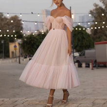 2021春夏跨境亚马逊新款欧美女装蕾丝长袖抹胸纯色雪纺夏季连衣裙