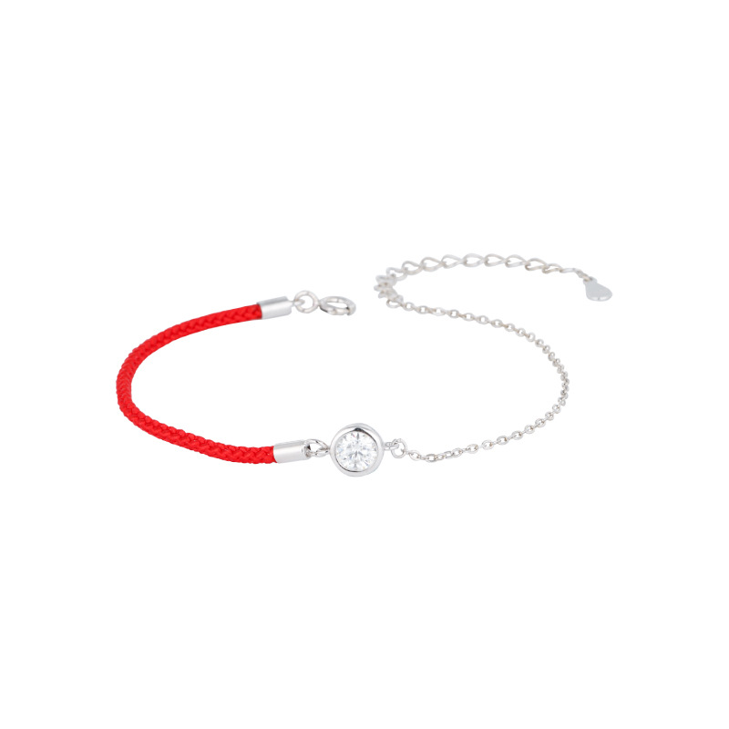 925 plata esterlina moissanite pulsera de un solo diamante año de nacimiento femenino pequeña cuerda roja Luz de lujo nicho exquisita pareja pulsera regalo