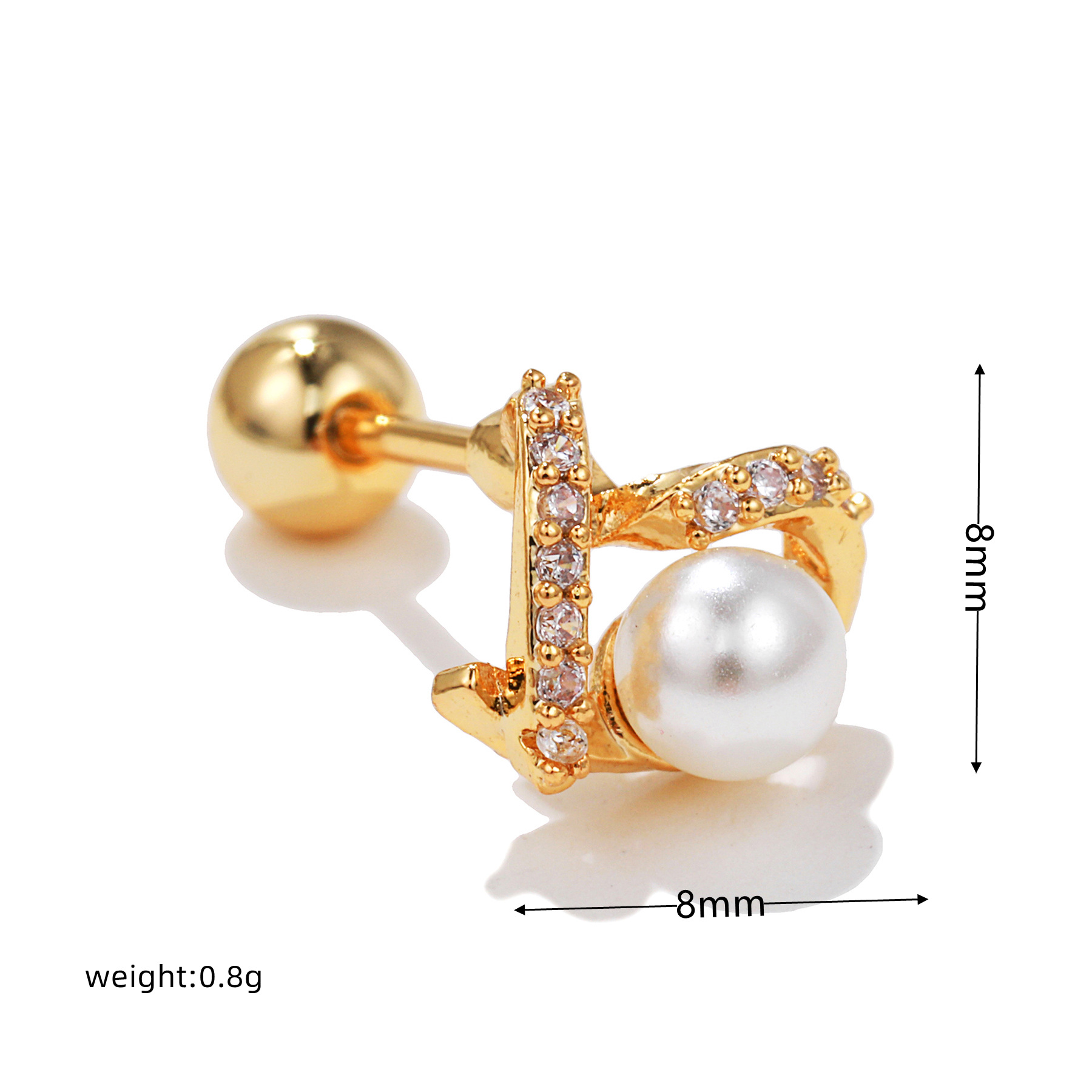 Fashion Heart Shape Copper Plating Inlay Artificial Pearls Zircon Ear Studs 1 Piece display picture 4