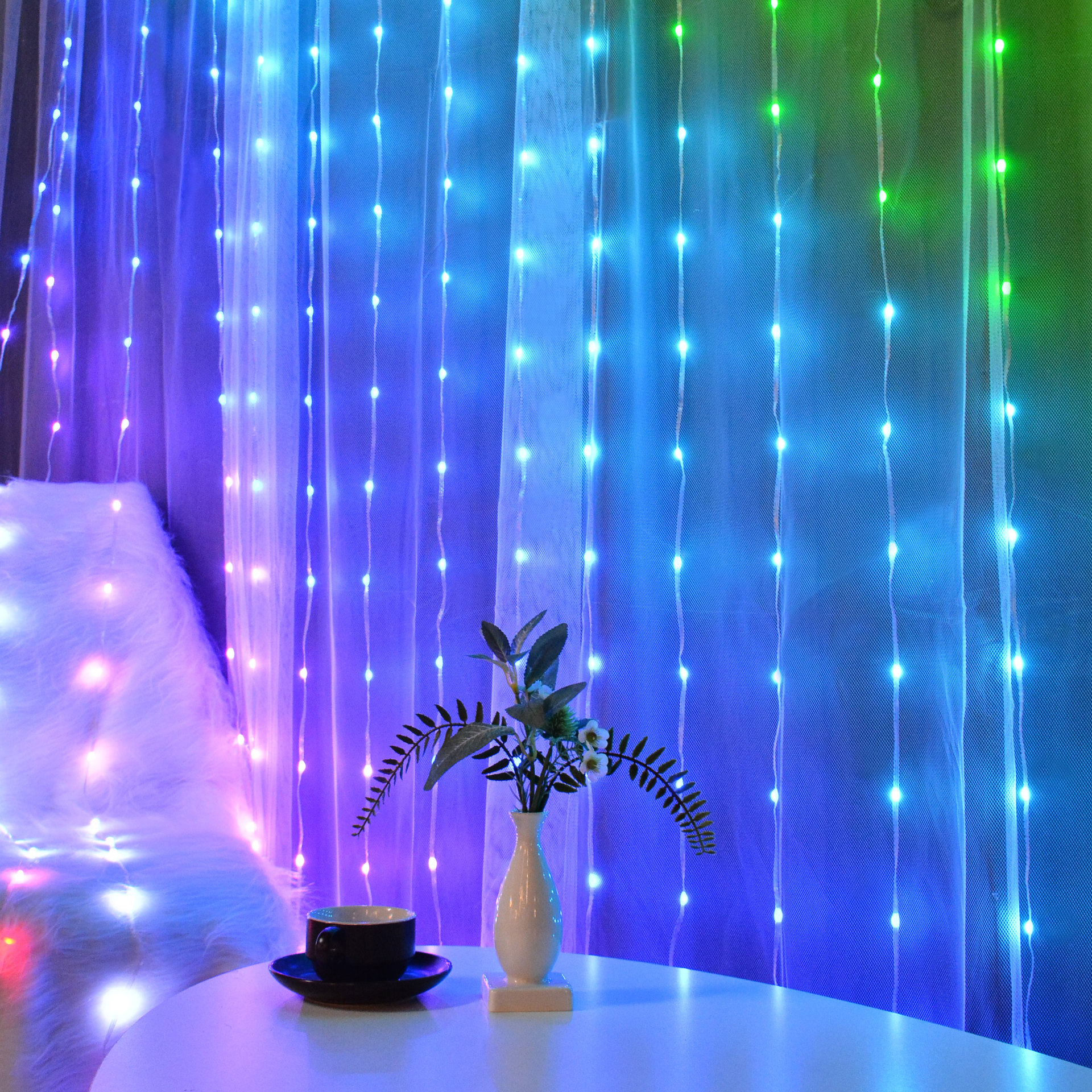 智能LED窗帘灯 卧室房间装饰 APP控制多功能模式 彩色氛围灯串