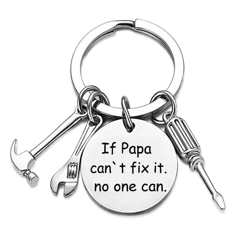 Llavero del Día del Padre si Papá no puede arreglarlo martillo de acero inoxidable destornillador llave papá herramientas