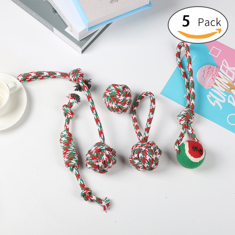 El juego de juguetes para perros más vendido de Amazon, un juguete navideño de cuerda de algodón para mascotas, alivia el aburrimiento, es duradero y resistente a las mordidas.