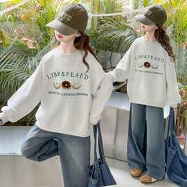 女童套装2025新款中大童蛋糕刺绣卫衣春秋休闲牛仔裤图片卫衣现货