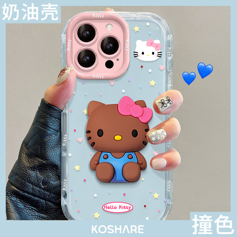 波点kt猫公仔适用苹果17promax手机壳iphone15新女款16可爱卡通14|undefined