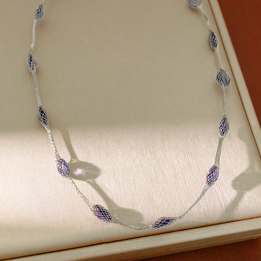 Collar de pulsera redonda de zircon de color lujo ligero nicho de alto nivel sensación de cadena clavícula temperamento simple conjunto de joyas personales image 13