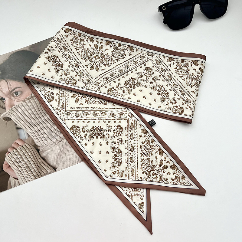 Bufandas de seda de ángulo oblicuo 2025 nuevo bufandas de diamante retrógrado decoración multifuncional de ángulo agudo moda bufandas largas correa de pelo