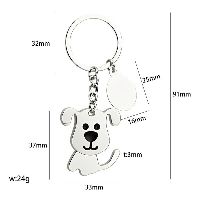 Llavero brillante de gato y perro, regalo pequeño para la apertura de tienda de mascotas, llavero metálico de animal de dibujos animados DIY, personalizable