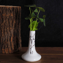 手繪白瓷小花瓶陶瓷創意瓷瓶中式花插小花瓶瓷器迷你擺件水培花器