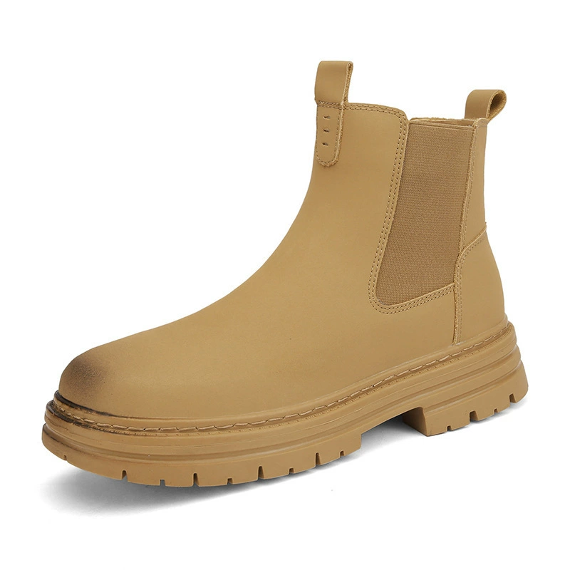 Осенние новые желтые сапоги, мужские повседневные Ботинки Martin с высоким берцем на толстой подошве, комплект для студентов, модные трендовые уличные кожаные ботинки