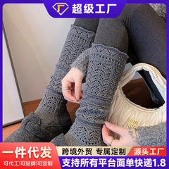 袜子复古棉质镂空针织堆堆袜女小腿袜春秋款松弛设计氛围感长筒袜