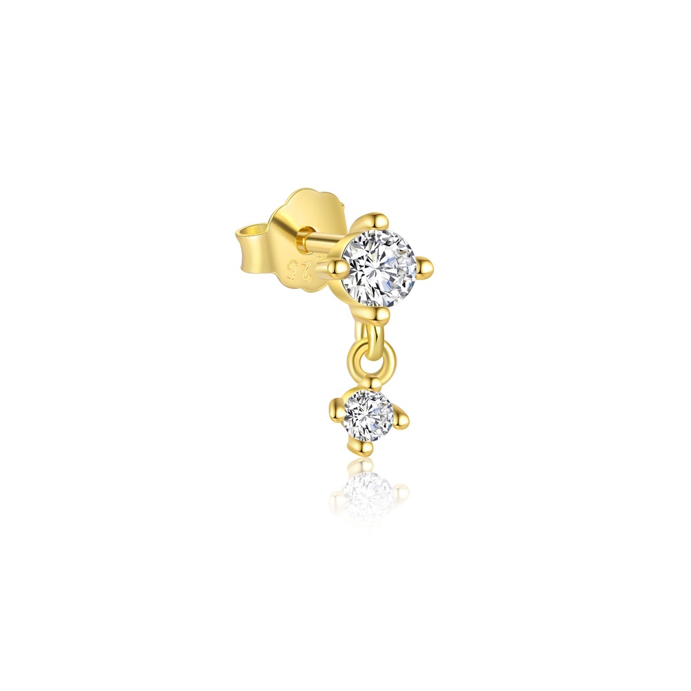 Zircon Inlay Material 1 Piece 1 Pair 925 Sterling Silver Zircon Geometric Heart Shape Ear Studs