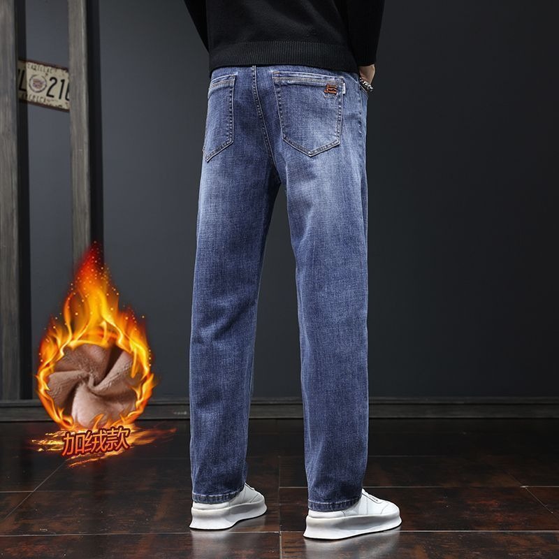 Invierno nuevos jeans elásticos para hombres con calzado grueso y pantalones de pierna ancha rectos resistentes al desgaste y sucios image 8