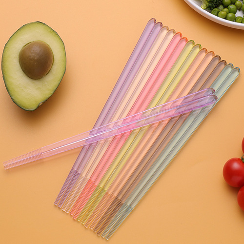 Clear crystal texture chopsticks with anti-slip pointed tips, dishwasher-safe, stylish couple chopsticks