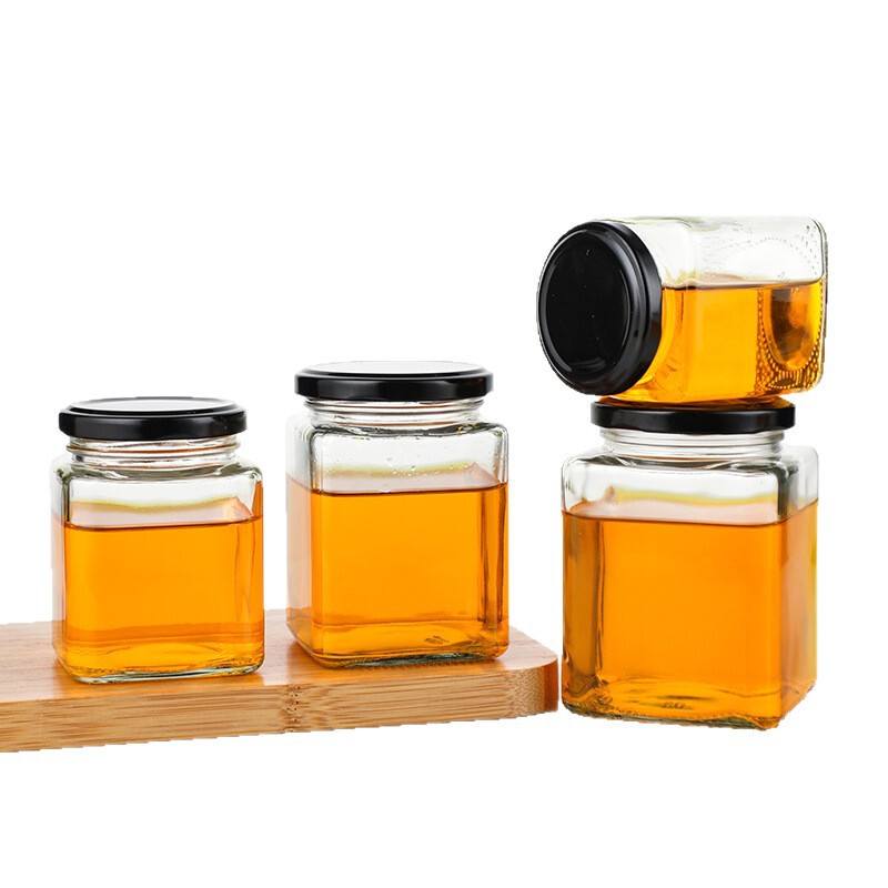 四棱储物罐马口铁盖密封玻璃瓶可蒸煮耐高温食品包装瓶多规格空瓶|undefined