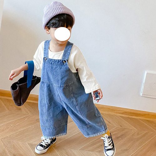 Boys' jeans, stylish overalls, jumpsuits,  spring and summer Korean style wide-leg pants, children's trousers